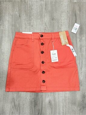 Kensie Coral Button-Front Mini Skirt